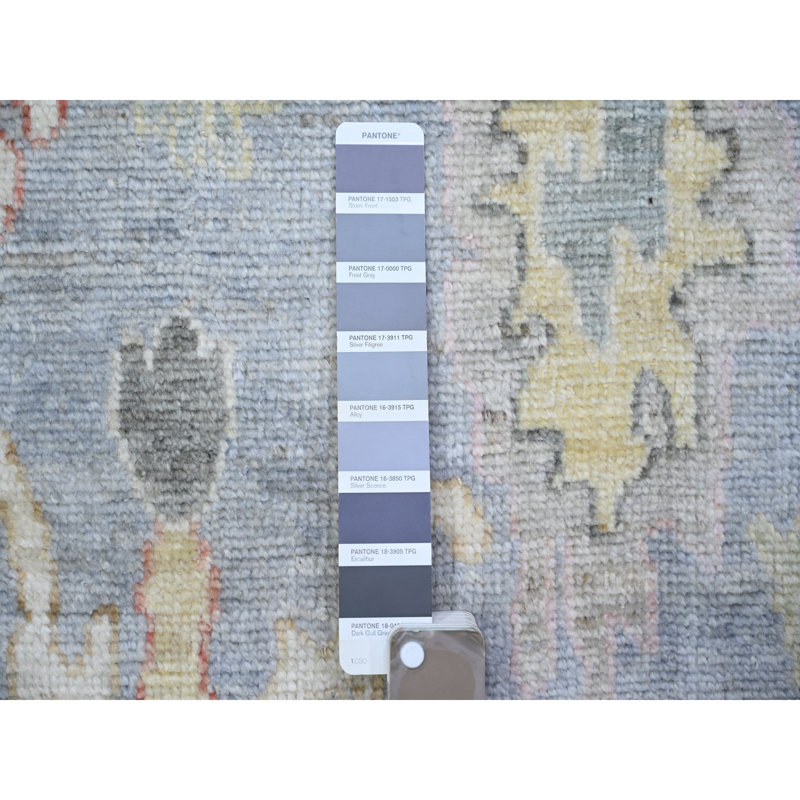 Tapis de couloir large bleu en laine noué à la main 4 pi 1 po x 11 pi 7 po Angora 3FAE6BE387134B1DB56A290F48188761