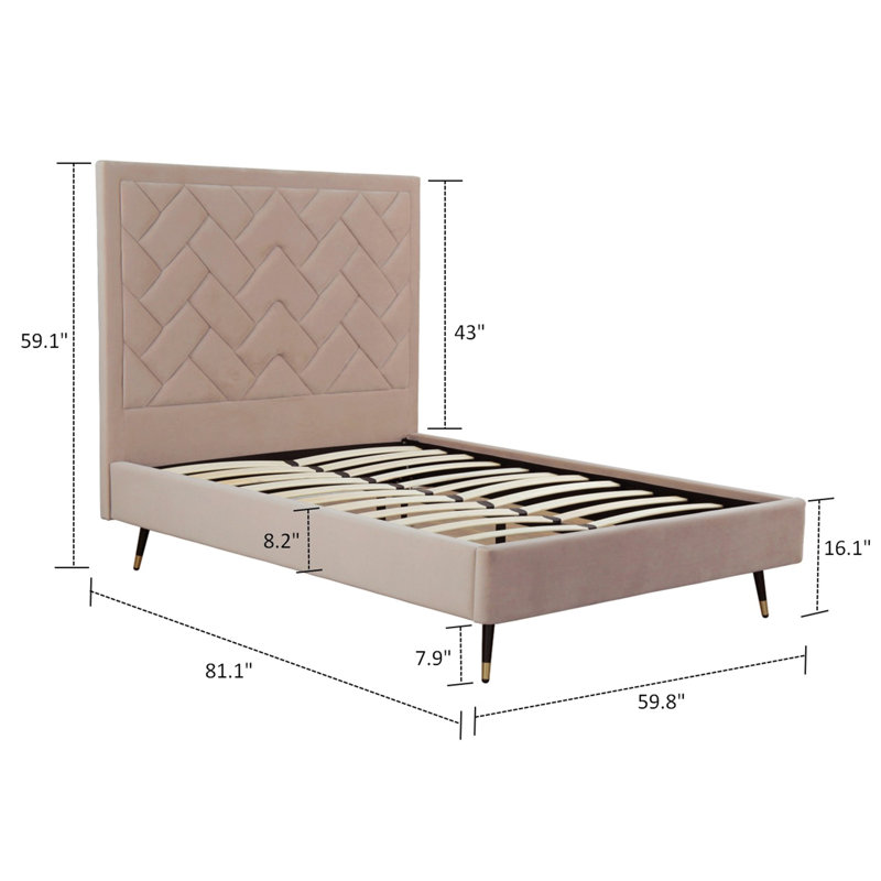 Toshiye Upholstered Platform Bed, Full / Double, Tan