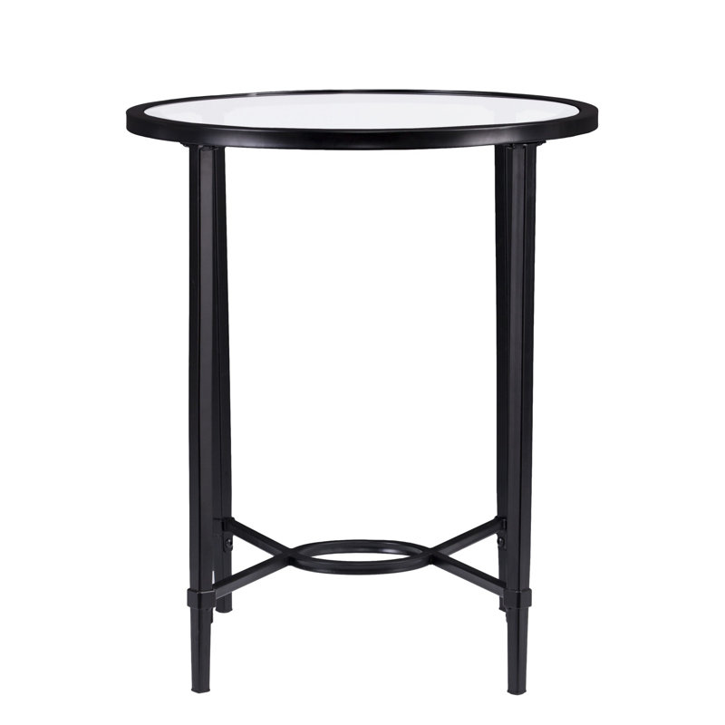 Table de bout ovale en fer et verre noir 25 po
