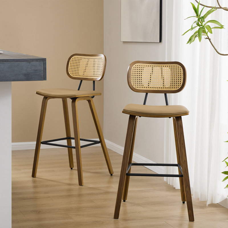 Tabouret de bar 26 po, Similicuir brun, 3, Tabouret de comptoir (siège d'une hauteur de 26 p