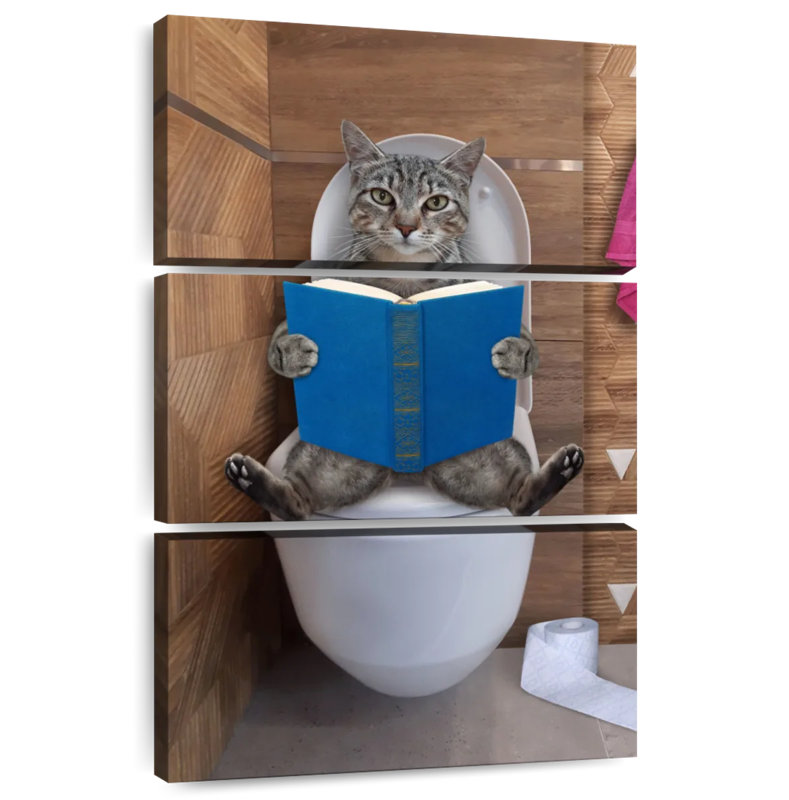 Ketti Tabby Cat Toilet Time, 74" H x 48" W