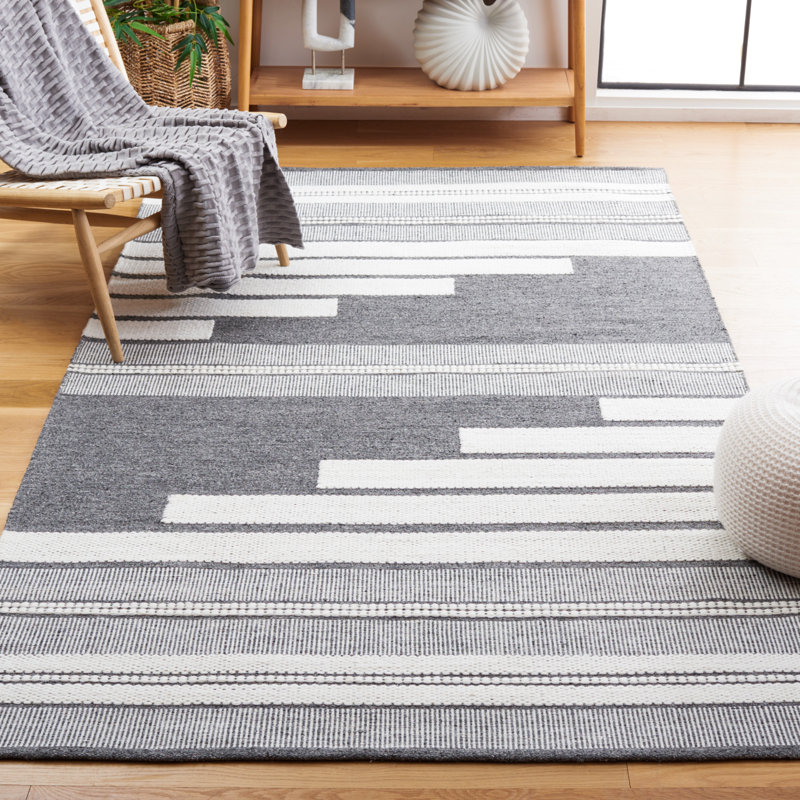 Kilim Hand Woven Performance Striped Rug, Rectangle 5' x 8'
