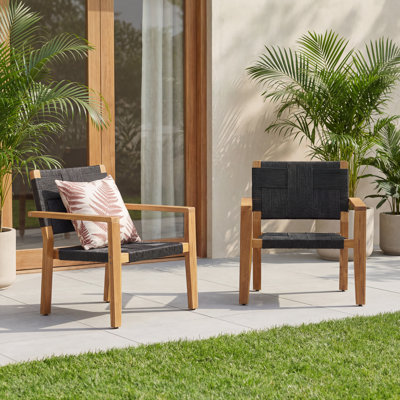 Fauteuil club d'extérieur en bois d'acacia Braeton Contemporary Coastal