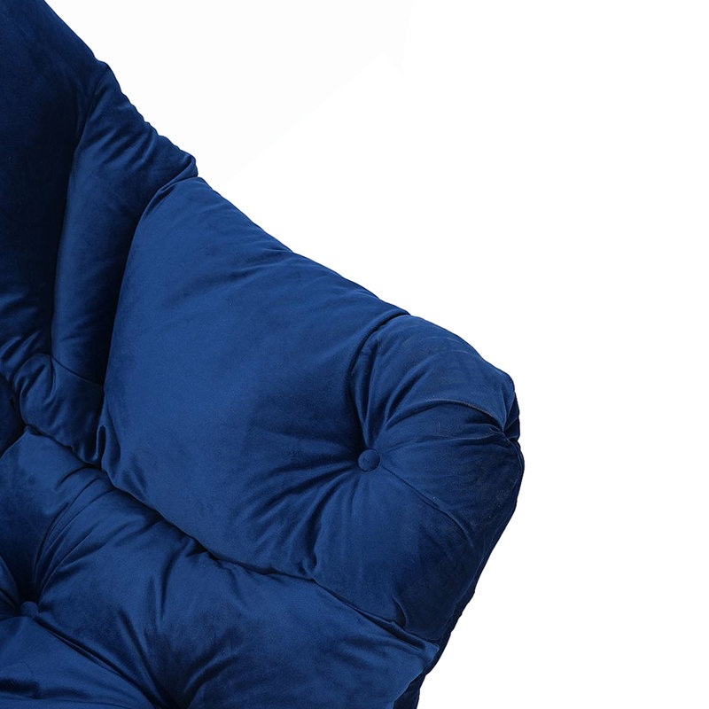 Fauteuil de détente moderne confortable avec poche latérale et repose-pieds pour la détente, Bleu