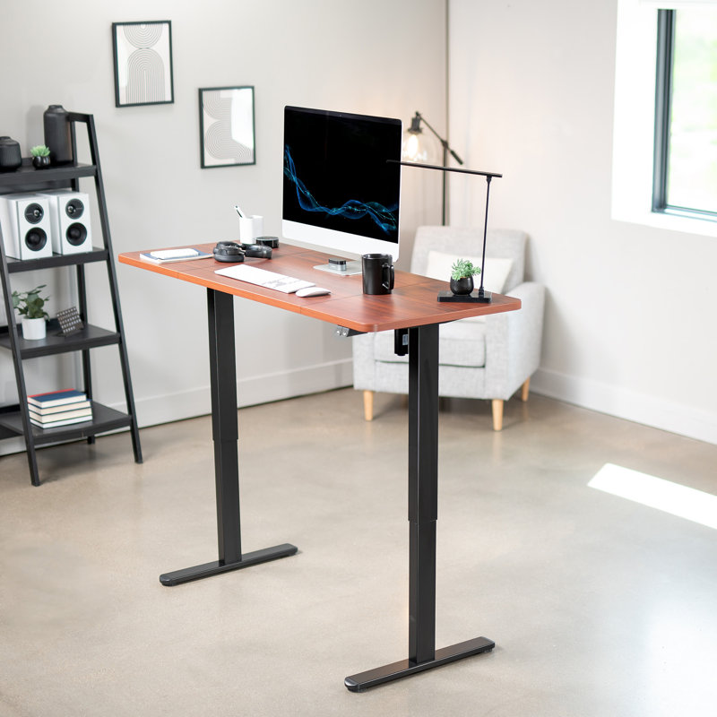 Electric Height Adjustable Desk, DESK-KIT-B06B Series, Dark Walnut/Black