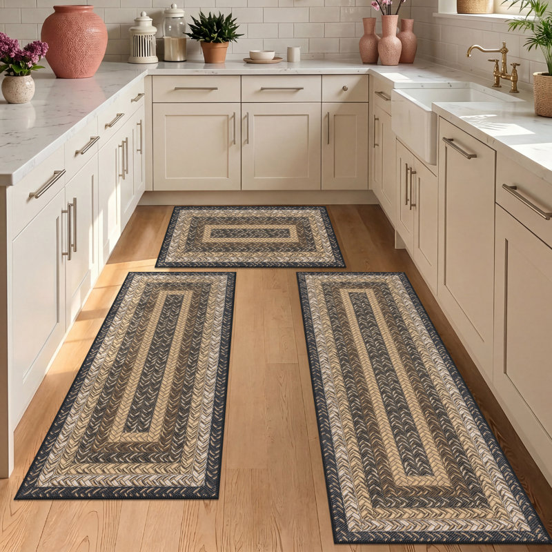 Tapis de cuisine antidérapant lavable à la machine, Beige/Gold