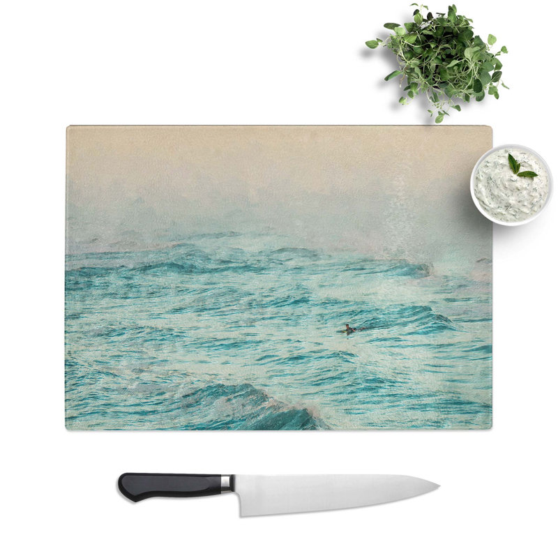 Tempered Glass Surfing in Daytona Beach Chopping Board, 39 cm W x 28.5 cm L