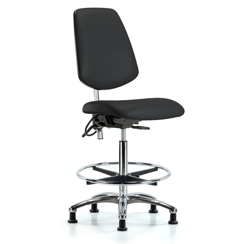 Abigail ESD Vinyl Drafting Chair, Black, Glides, Included
