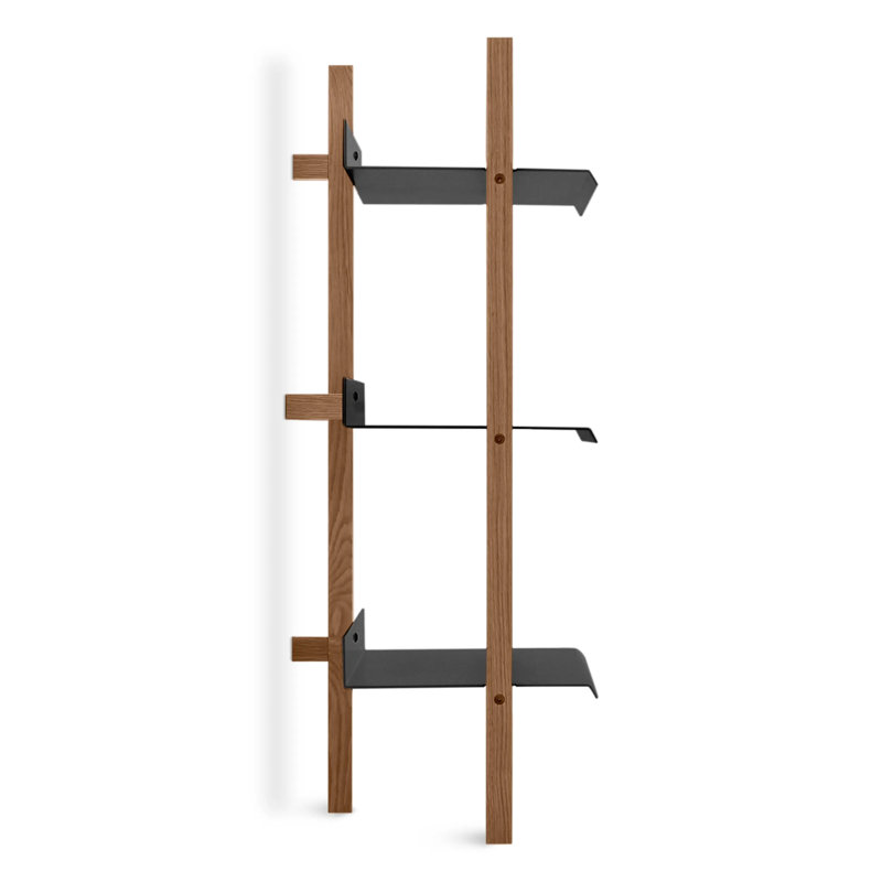 Browser Solid Wood Bookcase, (6 Shelves) 82" H x 37" W x 17" D, Walnut/Oblivion