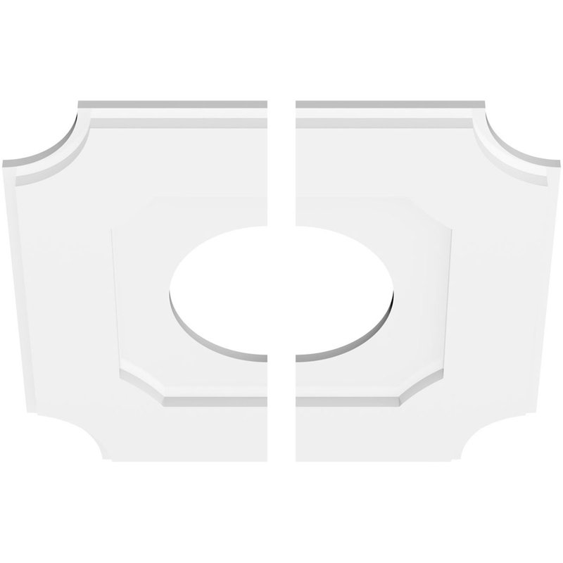 18-inch White PVC Contemporary Ceiling Medallion, Two-Piece