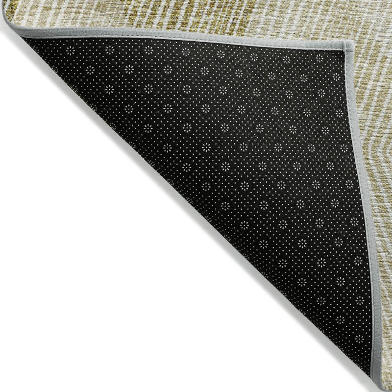 Ivory Synthetic Rectangular Washable Non-slip Area Rug 3' x 5'