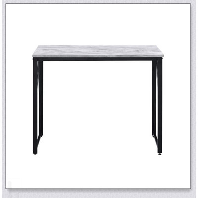 Rectangular Writing Desk with Metal Base, Antique Finish, and Spacious Tabletop for Modern Workspaces