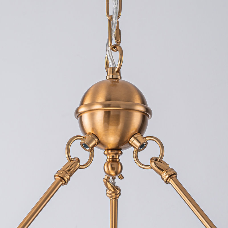 Abdijabar Vintage Chandelier 6-Light Classic Pendant Fixture with White Shades for Elegant Interior Lighting, Copper