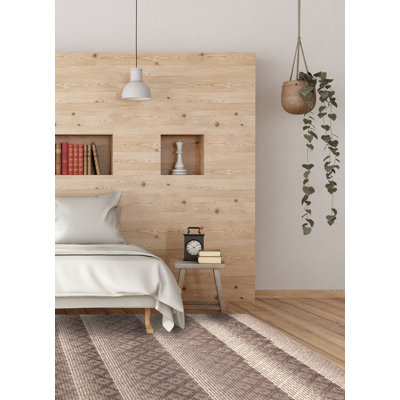 Tapis taupe en laine tressé à la main Southwestern