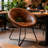 Coomer 26.75" Wide Faux Leather Barrel Accent Chair with Metal Base-2063006709