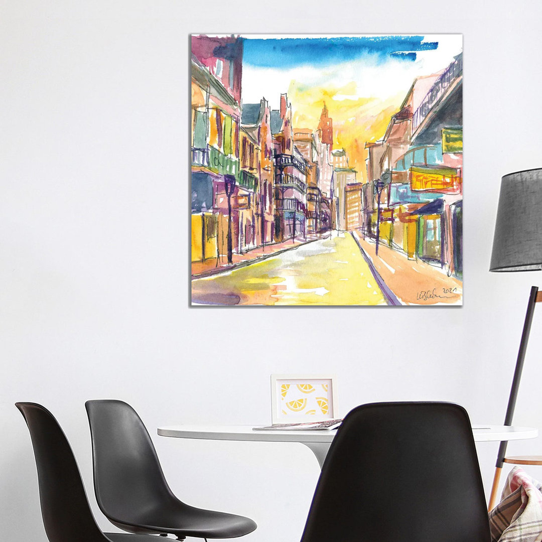 New Orleans Bourbon Street Scene At Sunrise By Markus & Martina Bleichner - Wrapped Canvas Painting by Markus & Martina Bleichner - Wrapped Canvas Pai