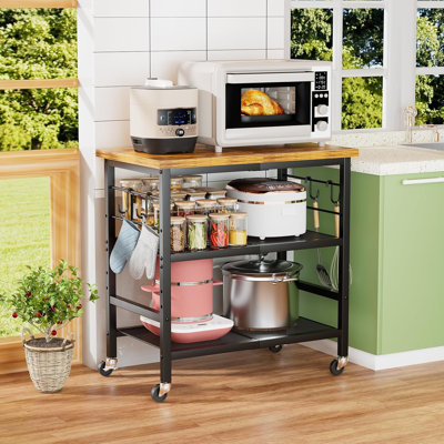 Support à micro-ondes à 3 niveaux avec roulettes, organisateurs de salle de bain et tablette de rangement, station de table basse, table d'appoint utilitaire pour la cuisine, bureau de salon