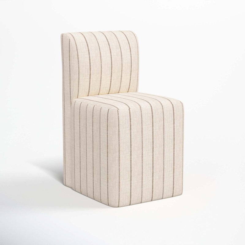 Mendy Upholstered Dining Chair, Fritz Charcoal Stripe