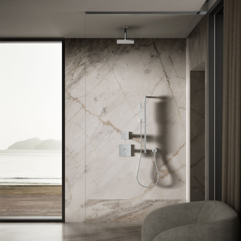Pomme de douche carrée à fixation murale ou au plafond 8 po à fonction unique Honesty 2,5 GPM, Chrome poli