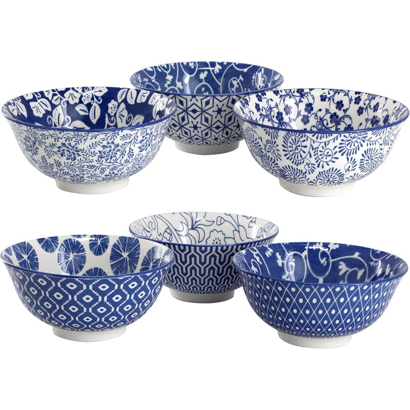Ensemble de bols en porcelaine 6 pièces 6 oz 20 oz - empilable, va au micro-ondes et au lave-vaisselle
