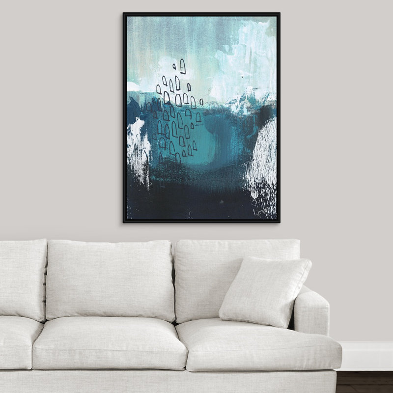 « sea spray i », peinture sur toile, Cadre flottant noir, H 17,7 po x l 13,7 po x P 1,75 po