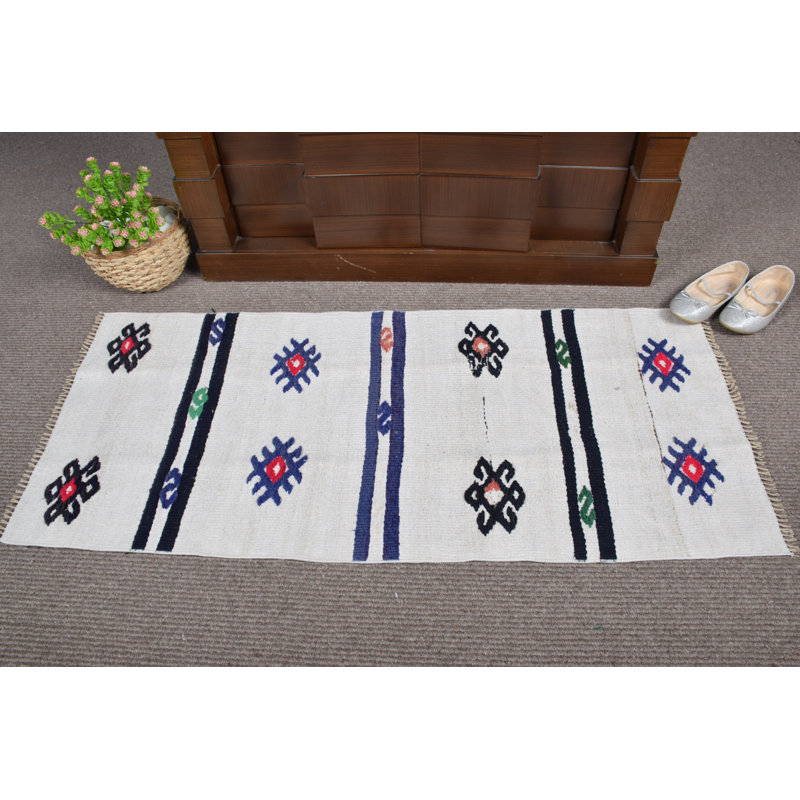 Tapis de style kilim turc fait à la main avec motif anatolien traditionnel