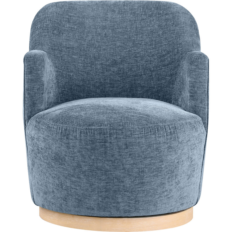 Fauteuil pivotant rembourré Hudnut, Tissu chenille bleu clair