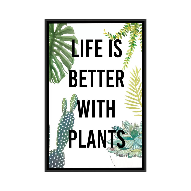 « plante love iii », art textuel sur toile tendue, H 48 po x l 32 po x P 1,5 po, Toile avec cadre noir, Pas de tapis