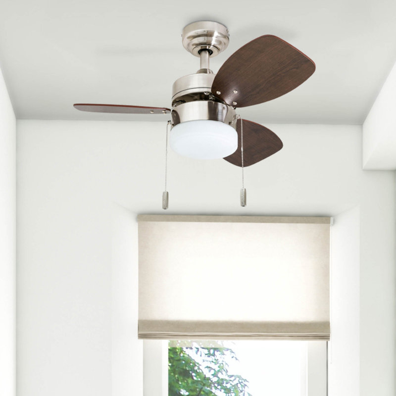 Ocean Breeze 30" 3 Blades LED Ceiling Fan with Light Kit Included, Brushed Nickel