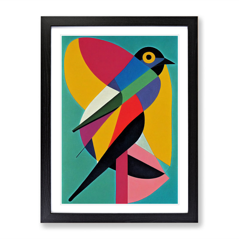 Bird In Abstract No.1 - Single Picture Frame Print, Black, 64cm H x 46cm W x 2cm D