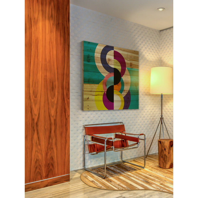« modular future », reproduction d’art sur bois de pin naturel, H 32 po x l 32 po x P 1,5 po