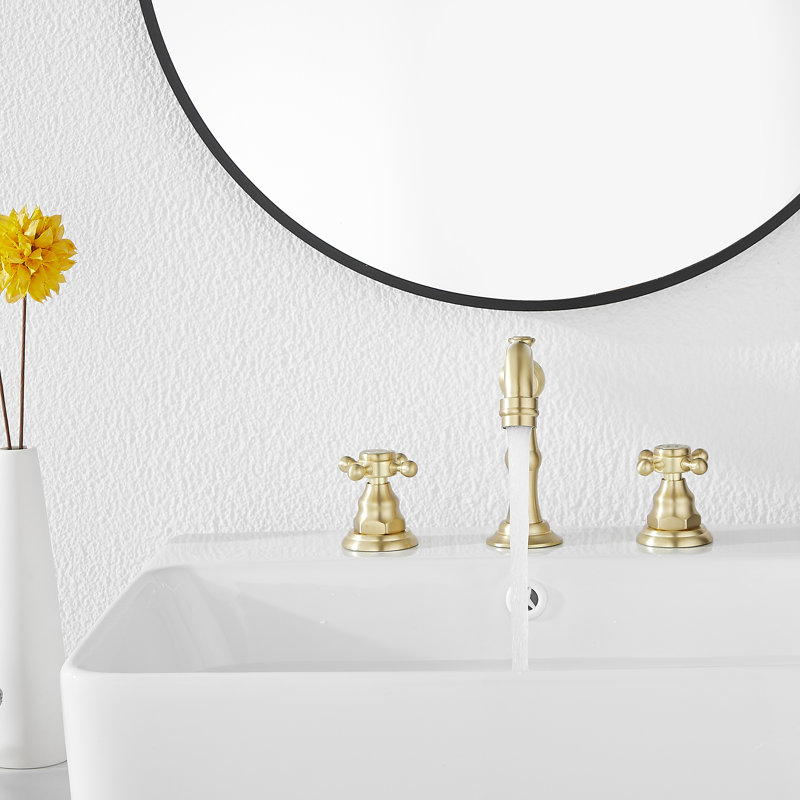 2-handle Bathroom Faucet with Drain Assembly, Brushed Gold