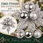 Décorations de Noël en forme de poinsettia à paillettes argentées (lot de 12)-1378657540