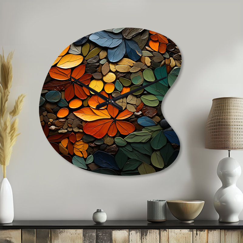 Hardedge Art Earthy Euphony III - Hard Edge Peinture, horloge murale asymétrique, Grand
