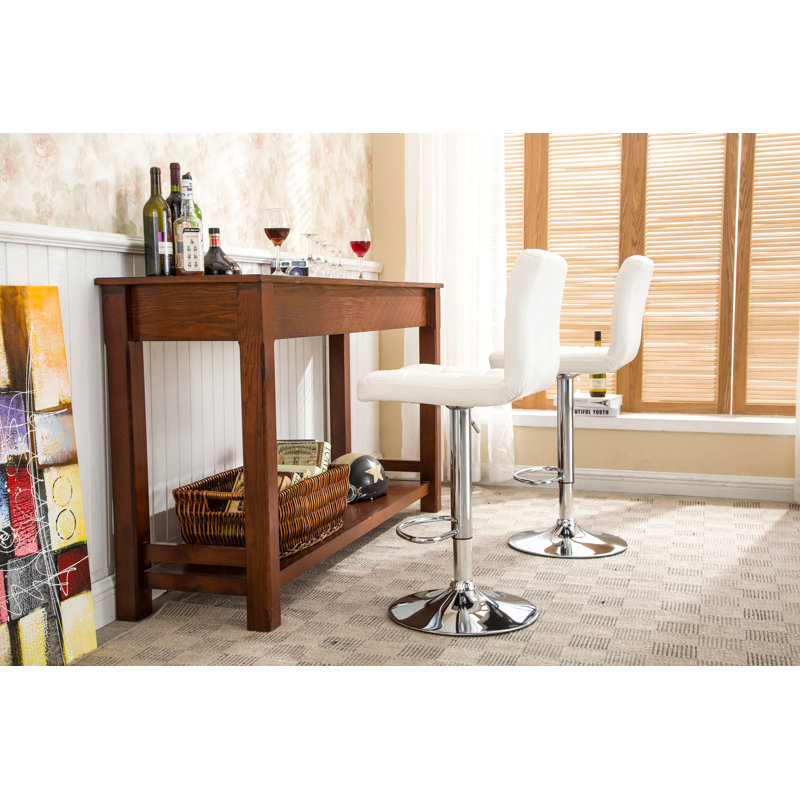 Tabouret de bar pivotant réglable en similicuir, ensemble de 2, Blanc