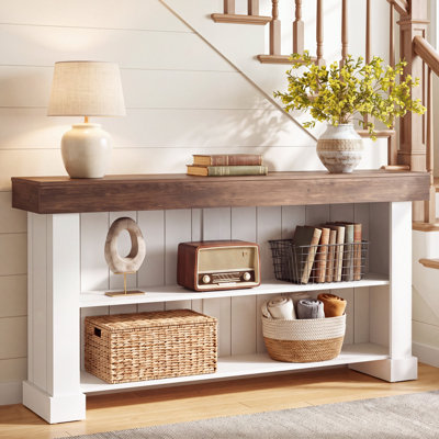 63-Inch Farmhouse Console Table with Storage