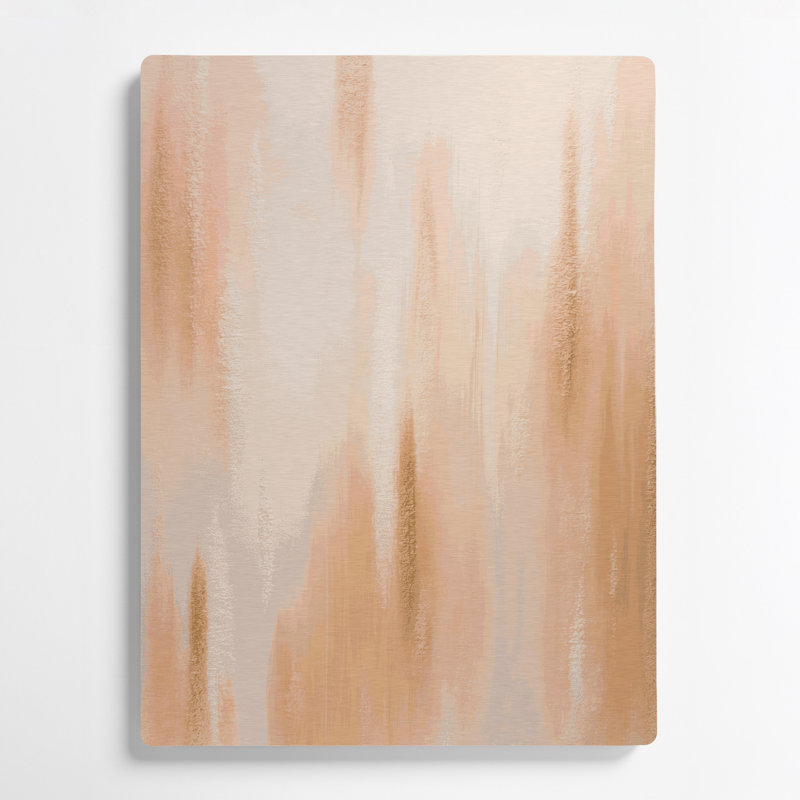 Art mural abstrait en métal beige 39, H 12 po x l 18 po