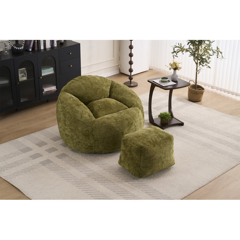 Foam Bean Bag Chairs For Adults/Teens With Filling, Olive Green Chenille