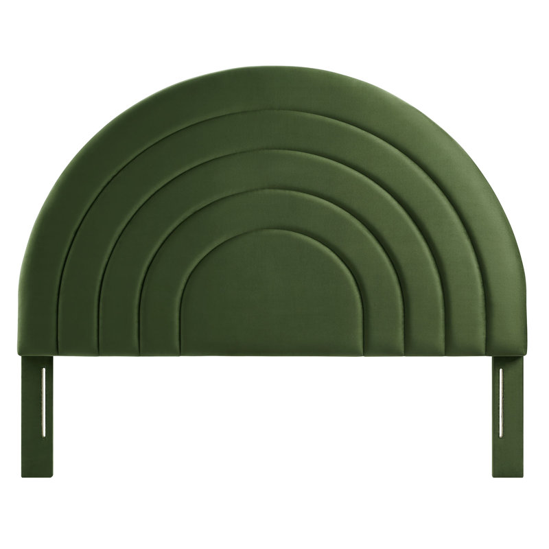 Solana Moss Green Velvet Arched Full Headboard
