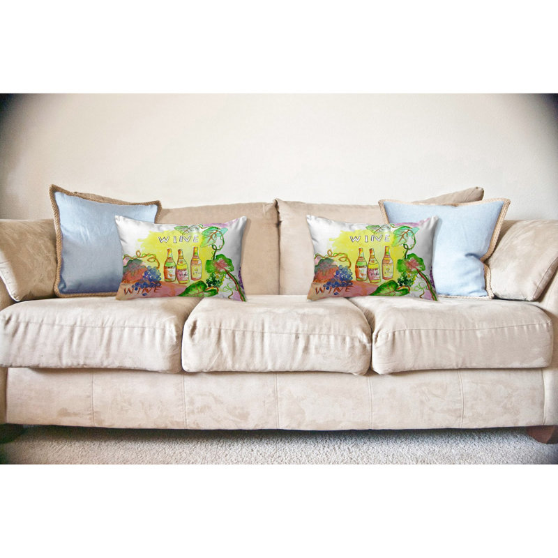 Wine Bottles Outdoor Reversible Throw Pillow