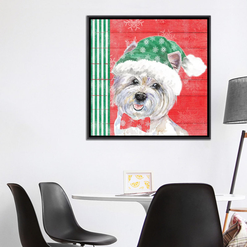 « Holiday Puppy IV » par Patricia Pinto-impression d’art graphique, H 37 po x l 37 po x P 1,5 po, Pas de tapis