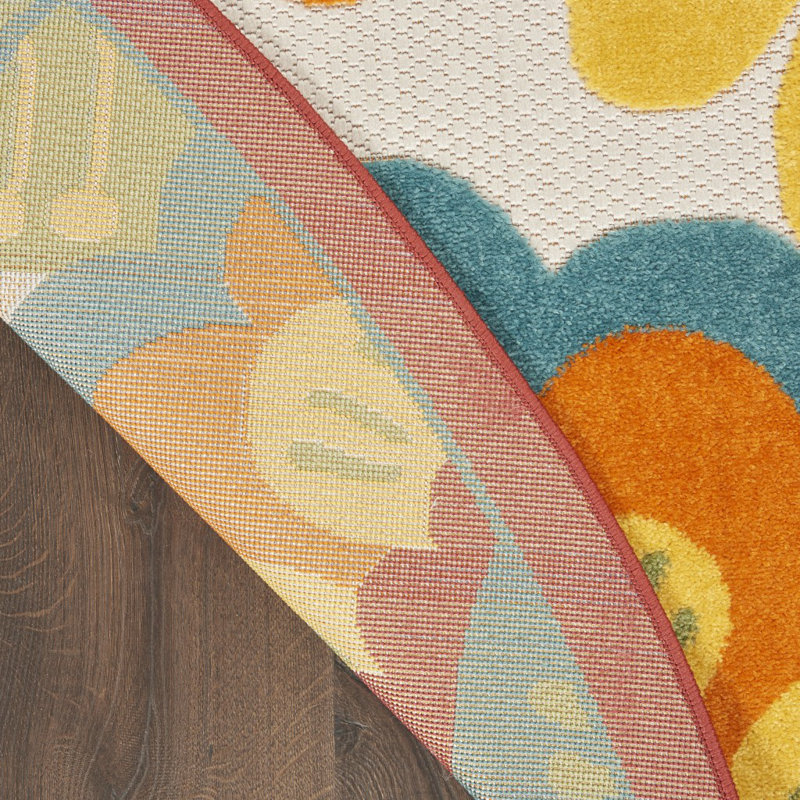 Floral Indoor / Outdoor Rug, Round 5'3"
