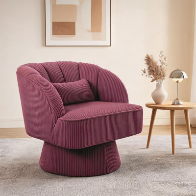 Fauteuil pivotant à rayures, fauteuil d'appoint moelleux avec coussin