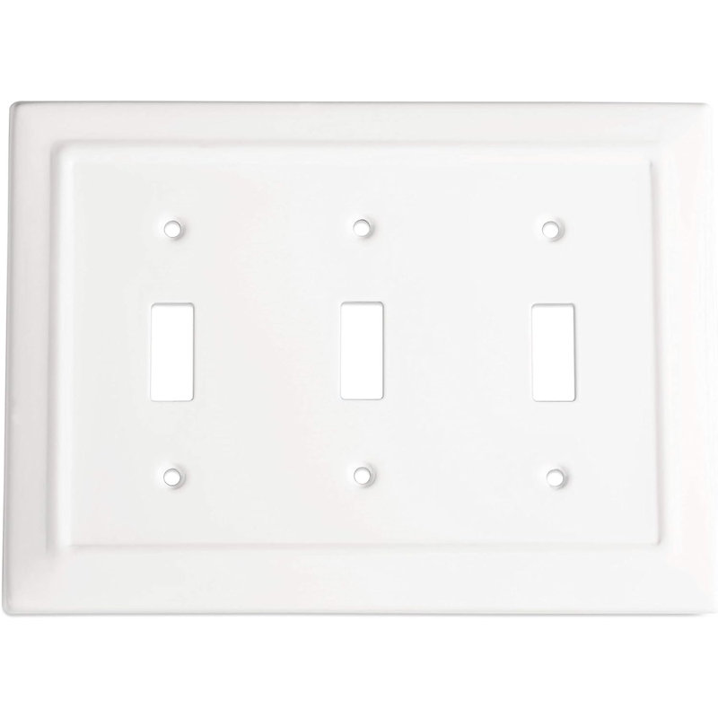 Architectural 3 - Gang Toggle Light Switch Standard Wall Plate, Classic White