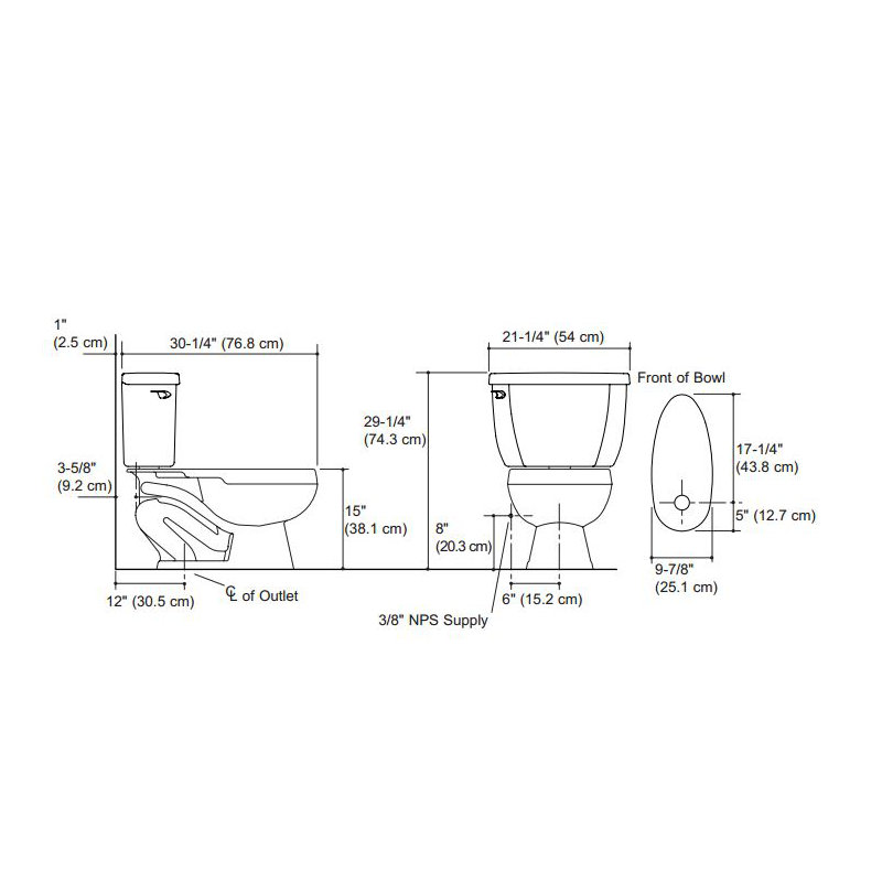 Wellworth Classic Two-Piece Elongated 1.6 GPF Toilet with Pressure Lite Flushing Technology and Tank Cover Locks, Less Seat