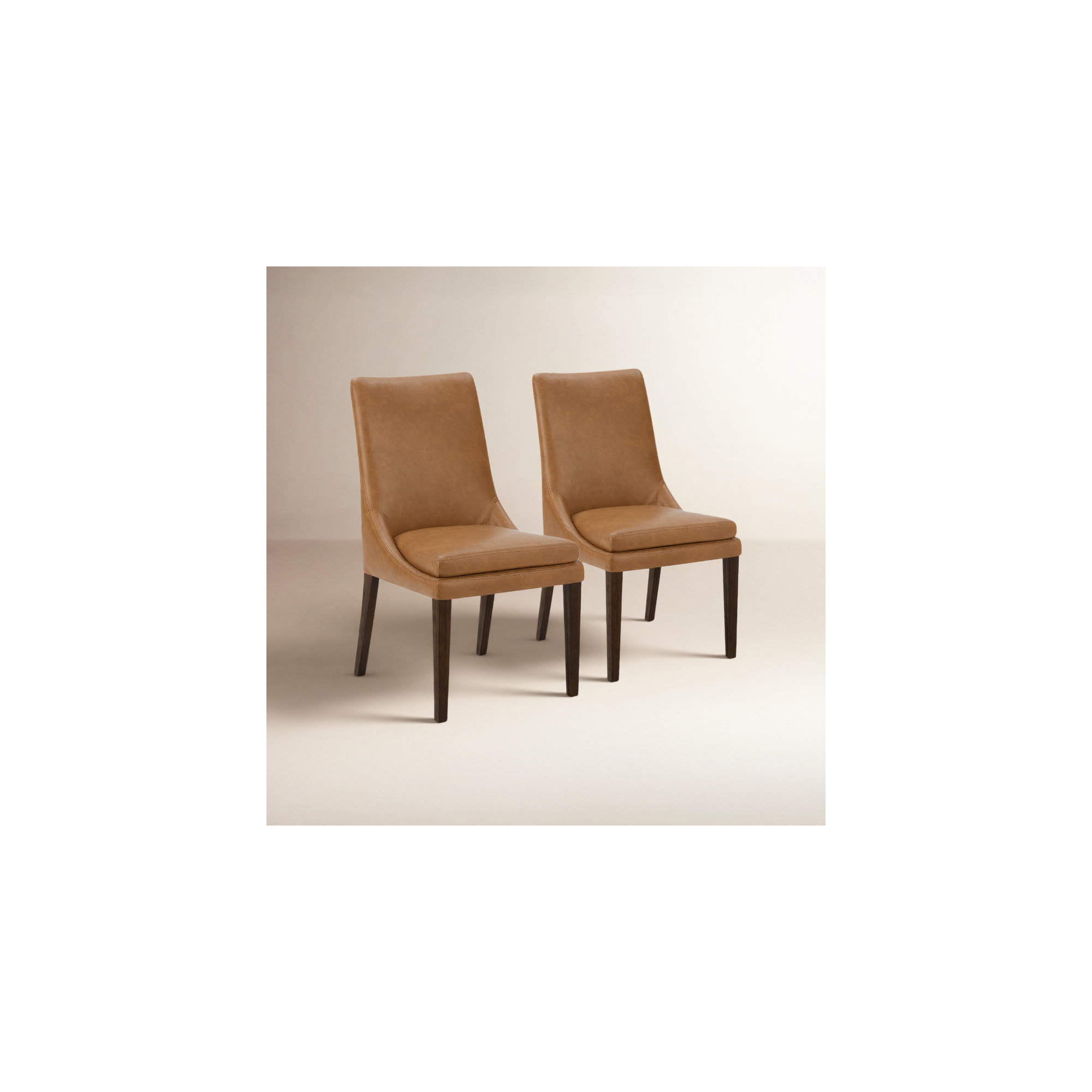 Niara Leather Upholstered Side Chair, Copley Camel Faux Leather