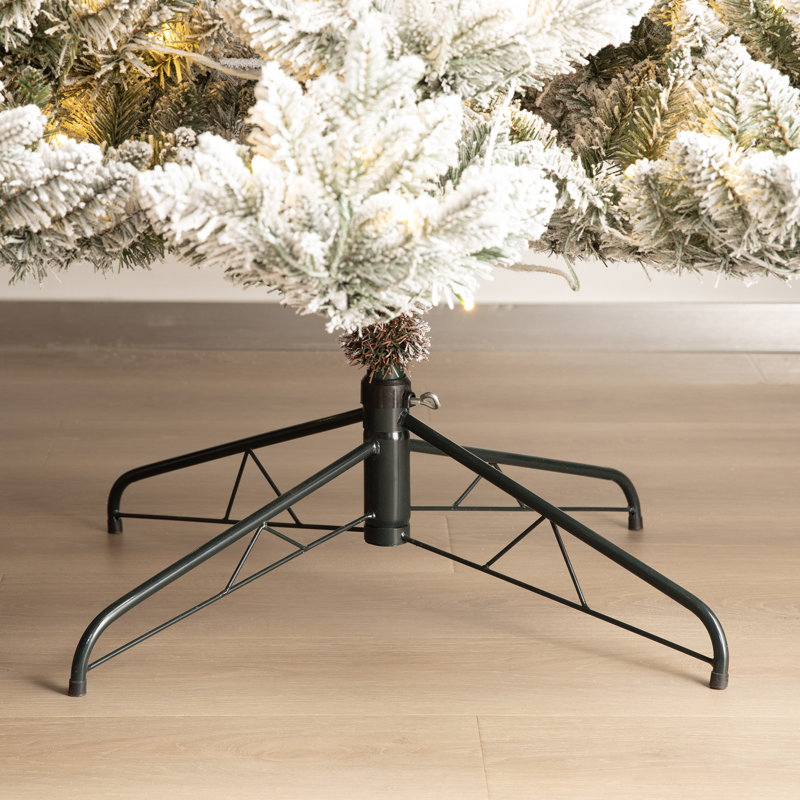 Sapin de Noël mince givré pré-éclairé, 9'