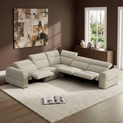 Canapé inclinable électrique de 125 po avec motif mural zéro et tissu 100% polyester