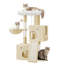 98cm Cat Tree, Cat Tower for Indoor Cats, Multi-Level Cats House Furniture with Scratching Post, 2 Caves, Large Platform, Scratching Ramp, Pompom-690462679-699076885