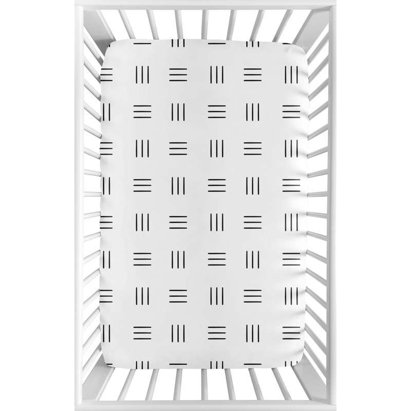 Drap-housse pour lit de bébé Boho Hatch, Blanc / noir